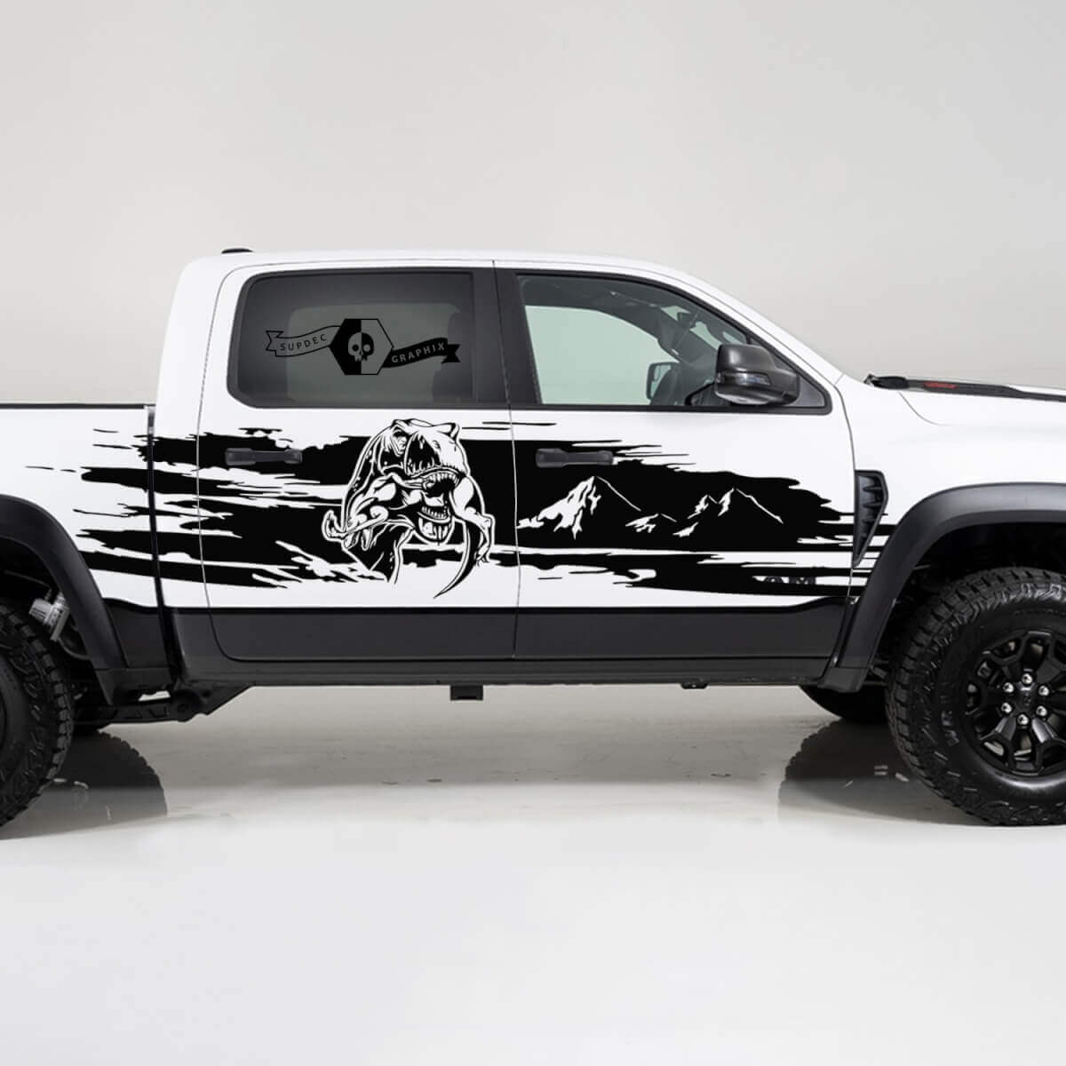 Autocollant en vinyle côté vieillie TRX Eating Mountains pour Dodge Ram 1500