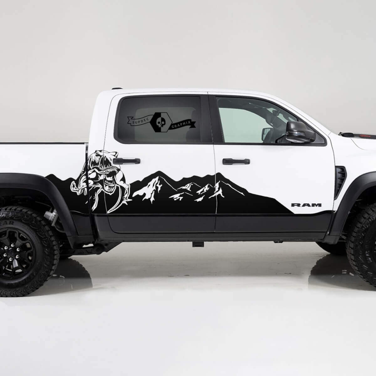 Kit d'autocollants vinyle latéraux TRX Mountains Range pour Dodge Ram Rebel TRX 1500 2021+