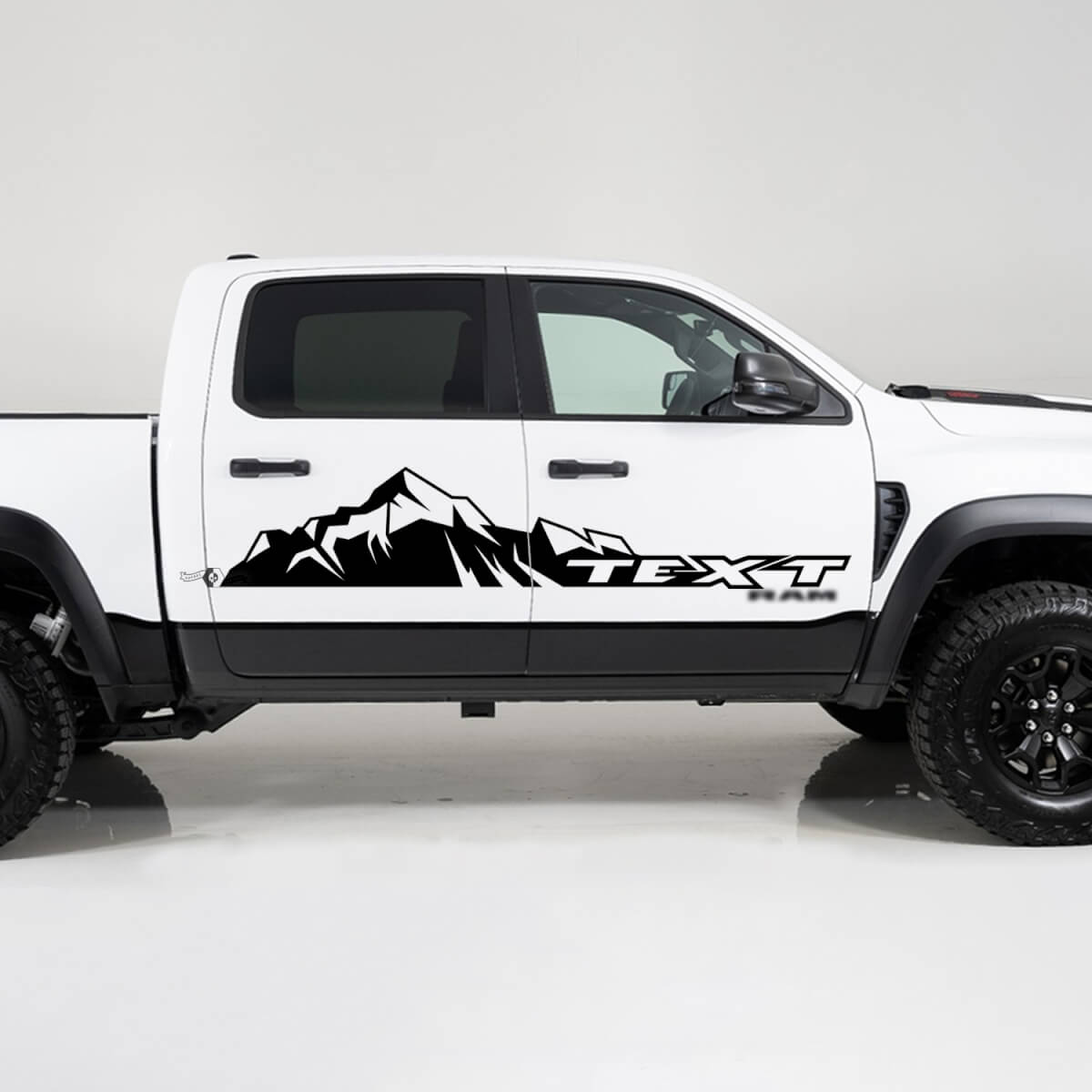 Autocollant Vinyle Latéral Géant Montagne & Texte Personnalisé pour Dodge Ram 1500