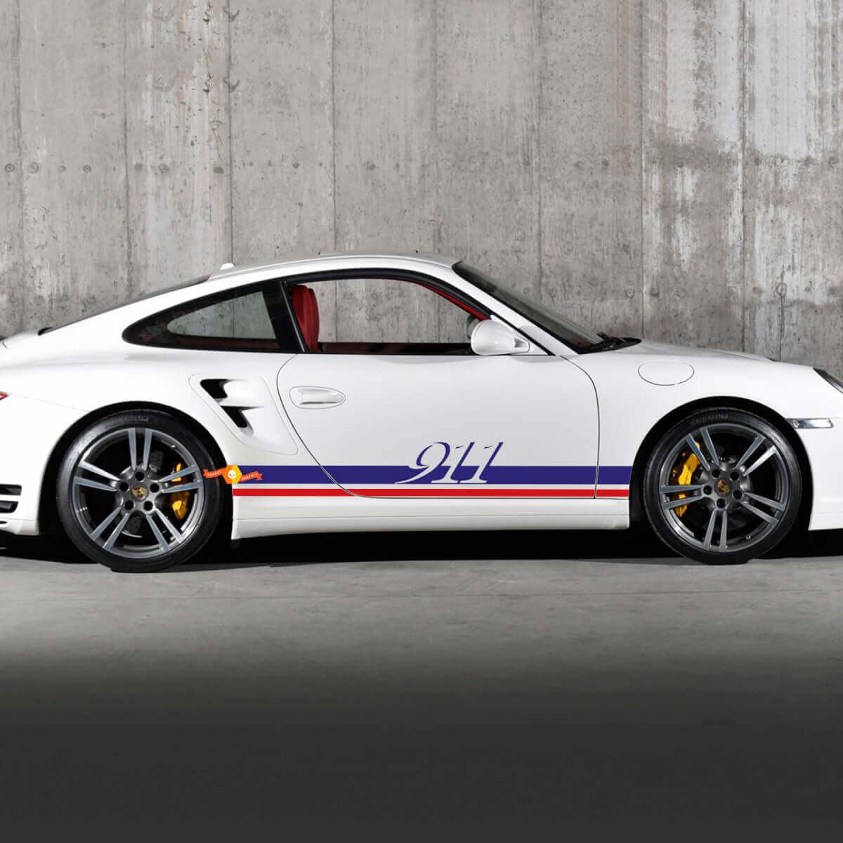 Paire Porsche 911 Side Decal Rocker Panners Stripes Portes Kit Sticker Sticker 2 Couleurs
