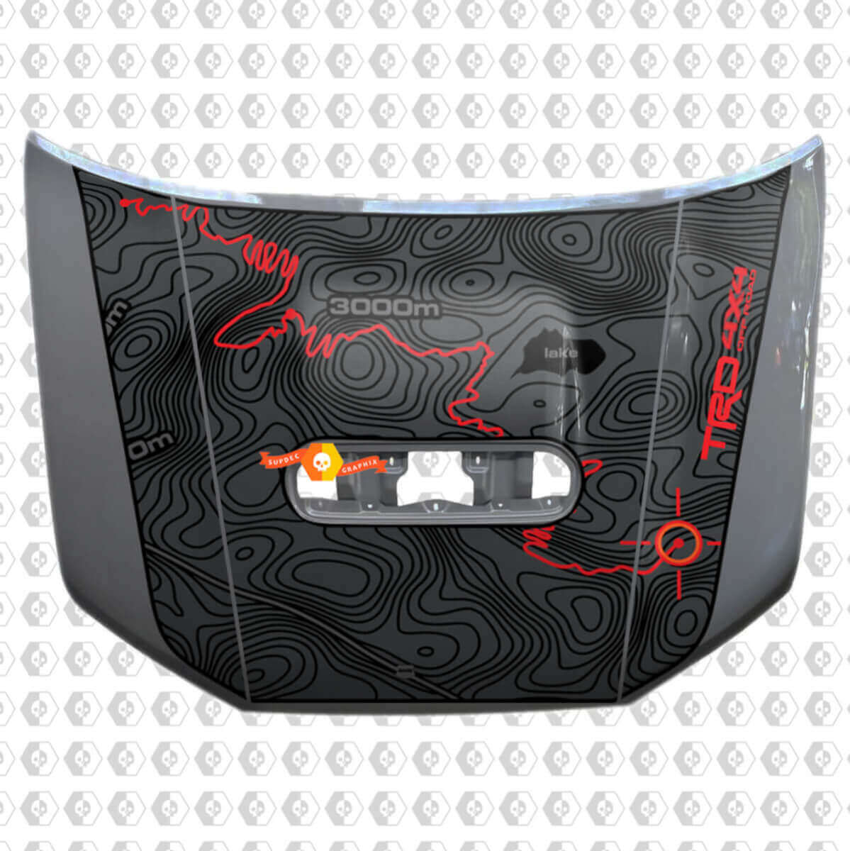 Autocollant en vinyle topographique pour capot Toyota 4Runner 5e génération