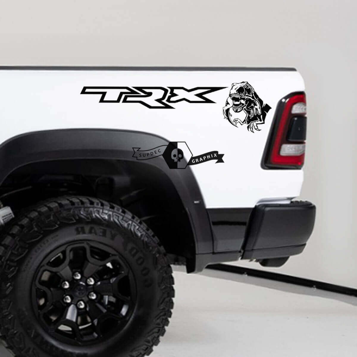 Autocollants vinyle latéraux arrière T-Rex pour Dodge Ram TRX 2020-2023