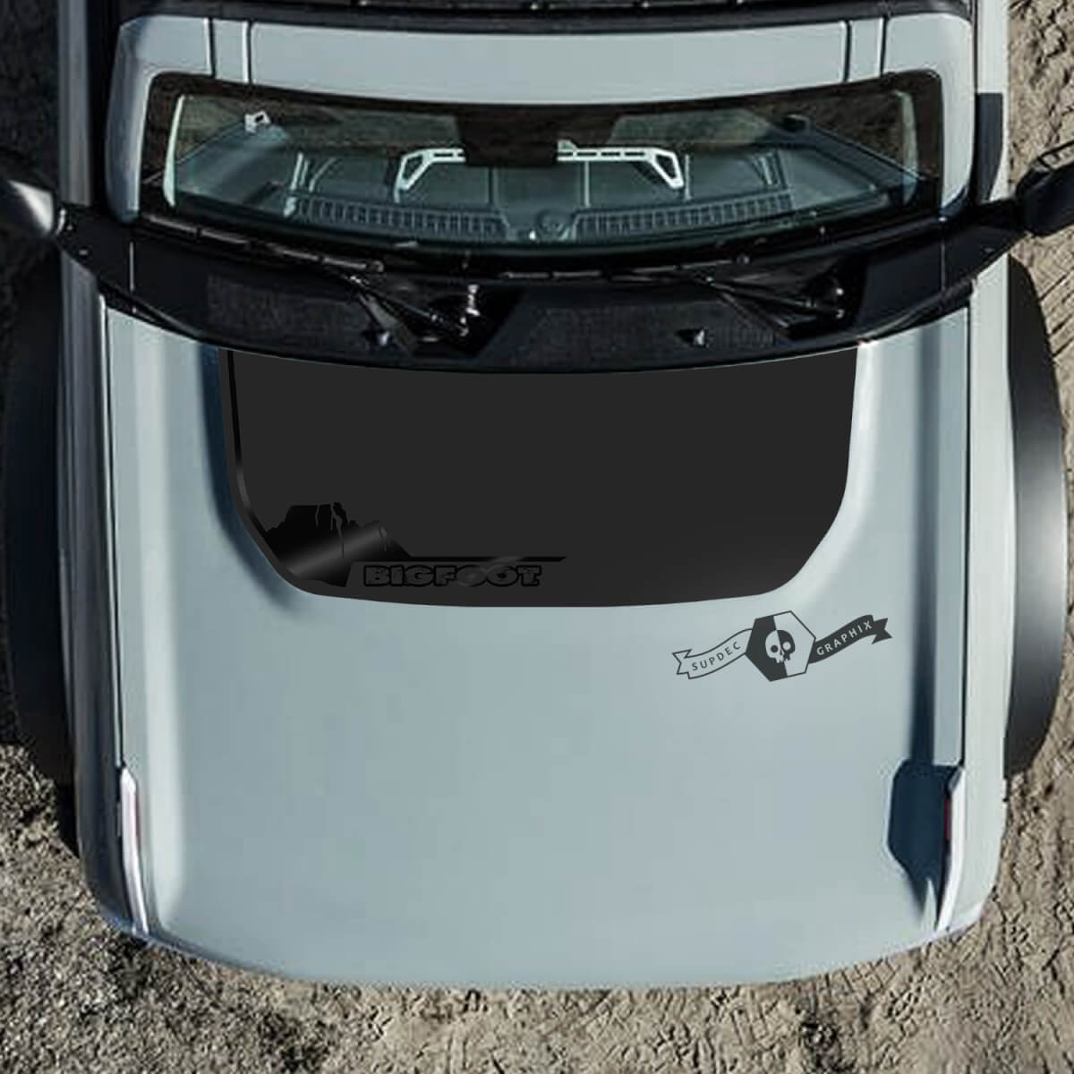 Badlands Bigfoot Hood Montagnes Arbres Autocollant pour Ford Bronco
