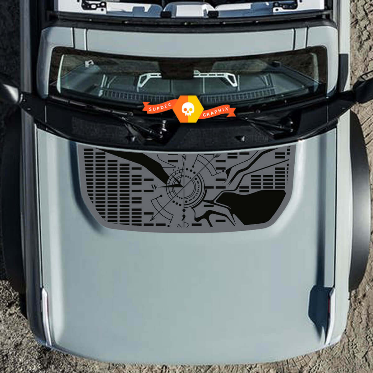 Capot Bronco Boussole Wrap Graphics Sticker Autocollant pour Ford Bronco
