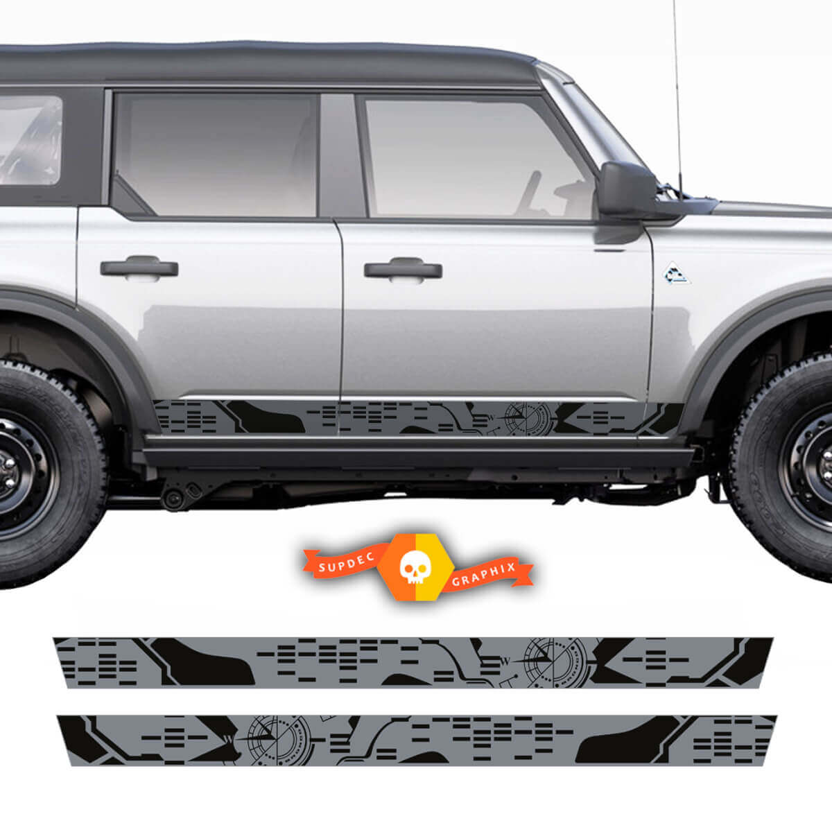 Autocollant vinyle bandes latérales Compass pour muscle car cheval