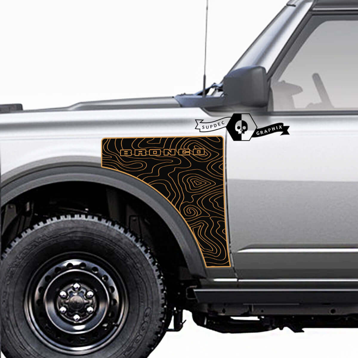 Kit de décalcomanies en vinyle pour panneaux latéraux style carte topographique Everglades Paire 2 pour Ford Bronco