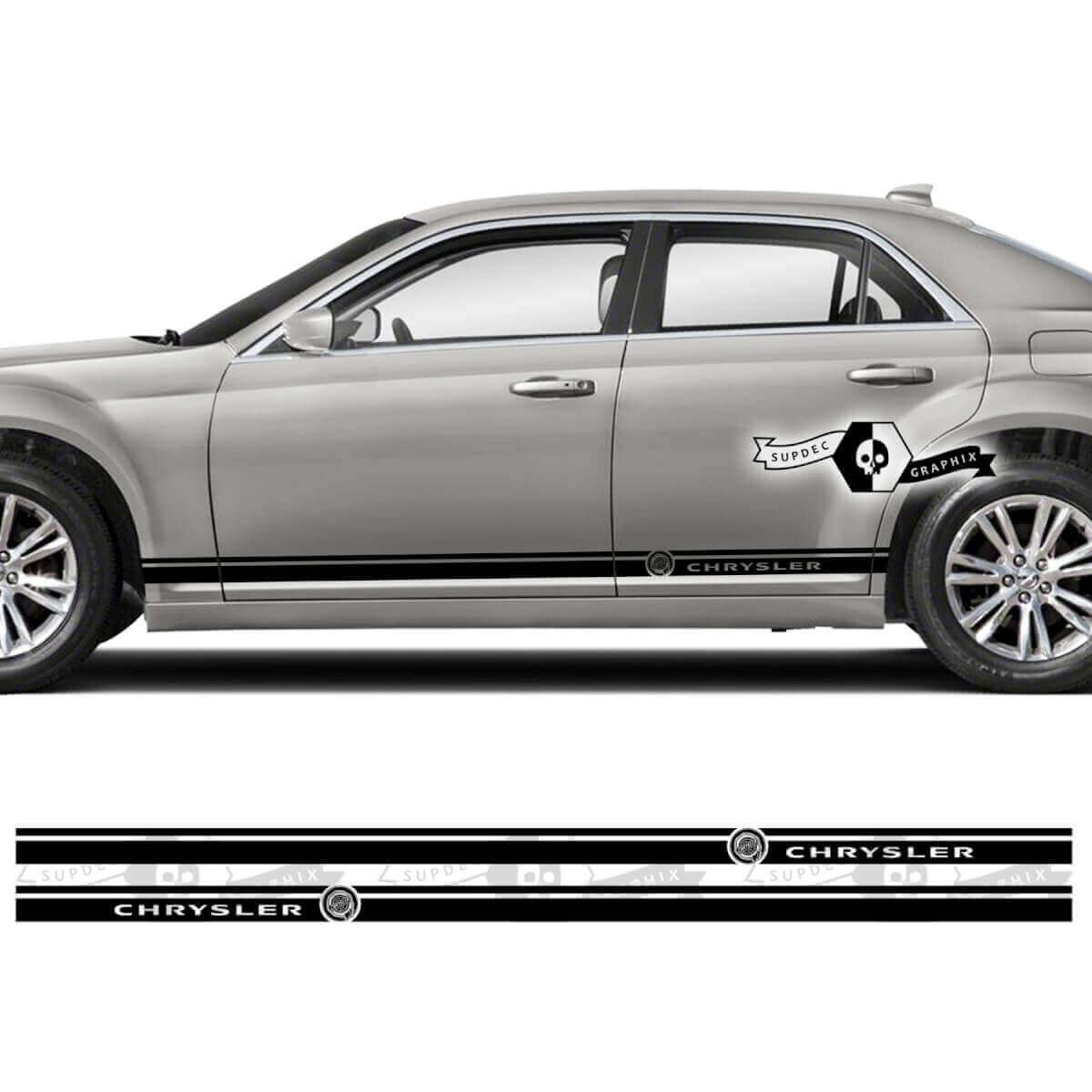 Paire Chrysler 300 Rocker Panel Graphics Auto Lines Garniture Vinyle Autocollants
