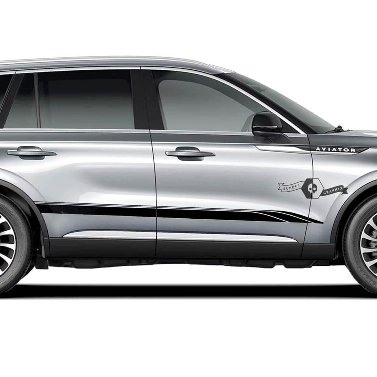 2 x Bandes de porte Lignes latérales Autocollants en vinyle Stickers pour Lincoln Aviator 2023
