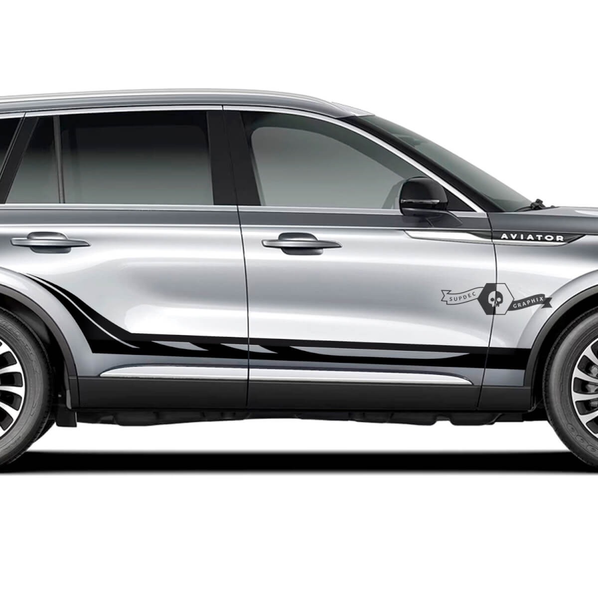 2 x Lincoln 2023 Aviator Doors Stripes Rocker Panel Bed Fender Side Vinyl Stickers Graphics Sticker
