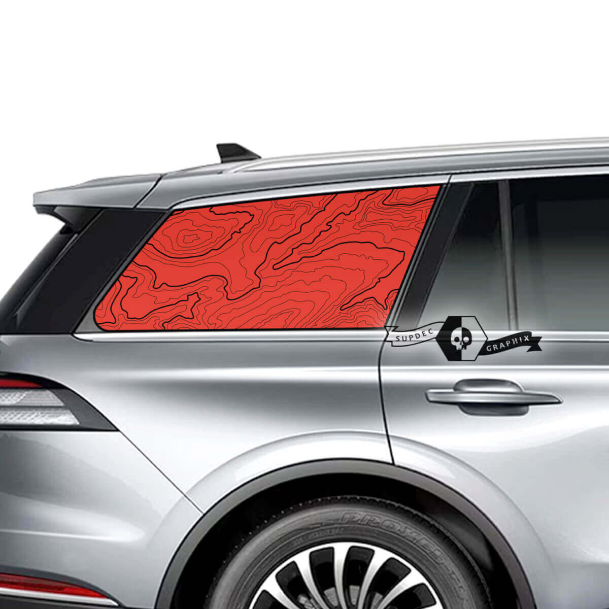 2x Lincoln 2023 Aviator Window Contour Map Vinyl Stickers Graphics Sticker 2 couleurs
