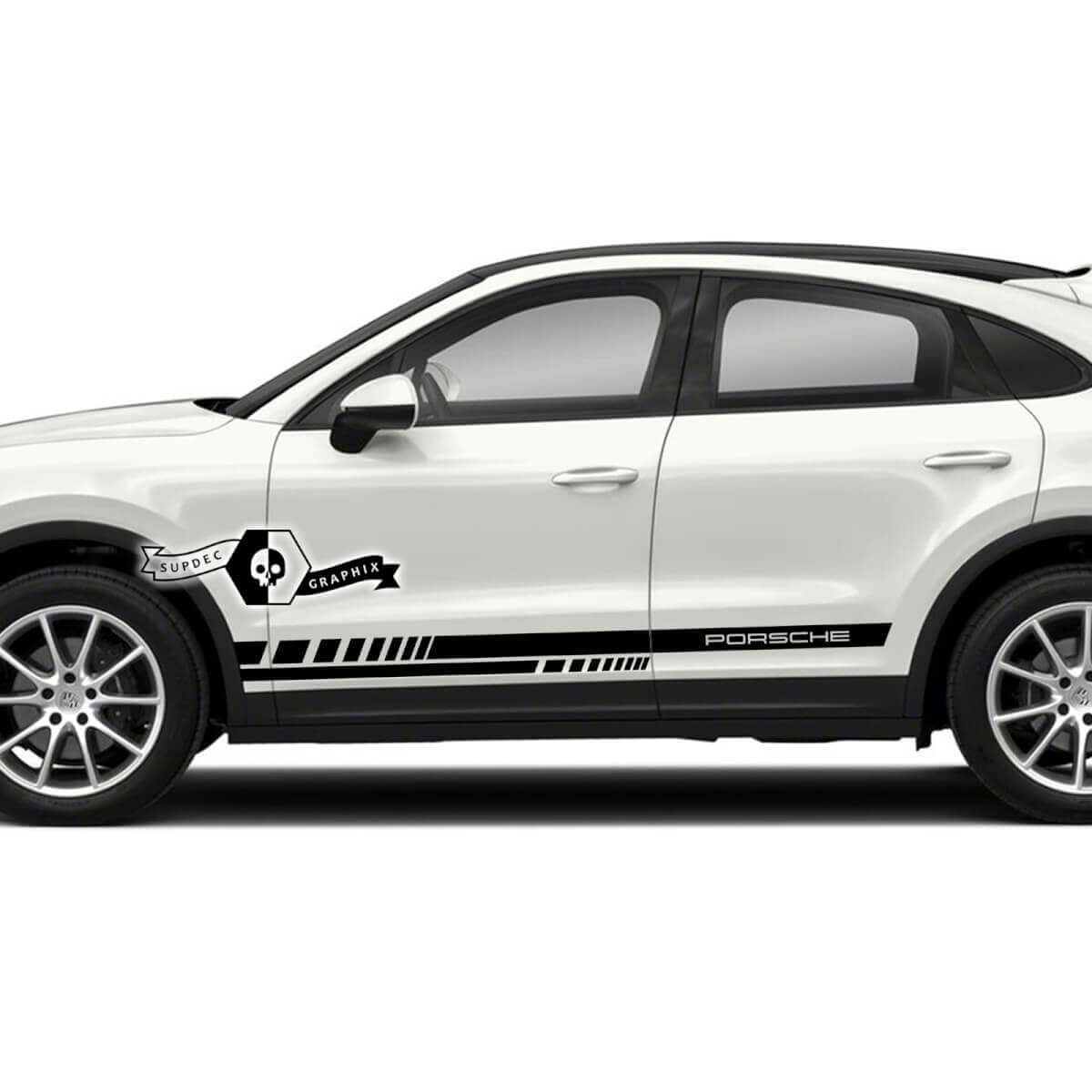 2x Porsche 2023 Porsche Cayenne Rocker Panel Side Stripes Doors Logo Kit Stickers Autocollants

