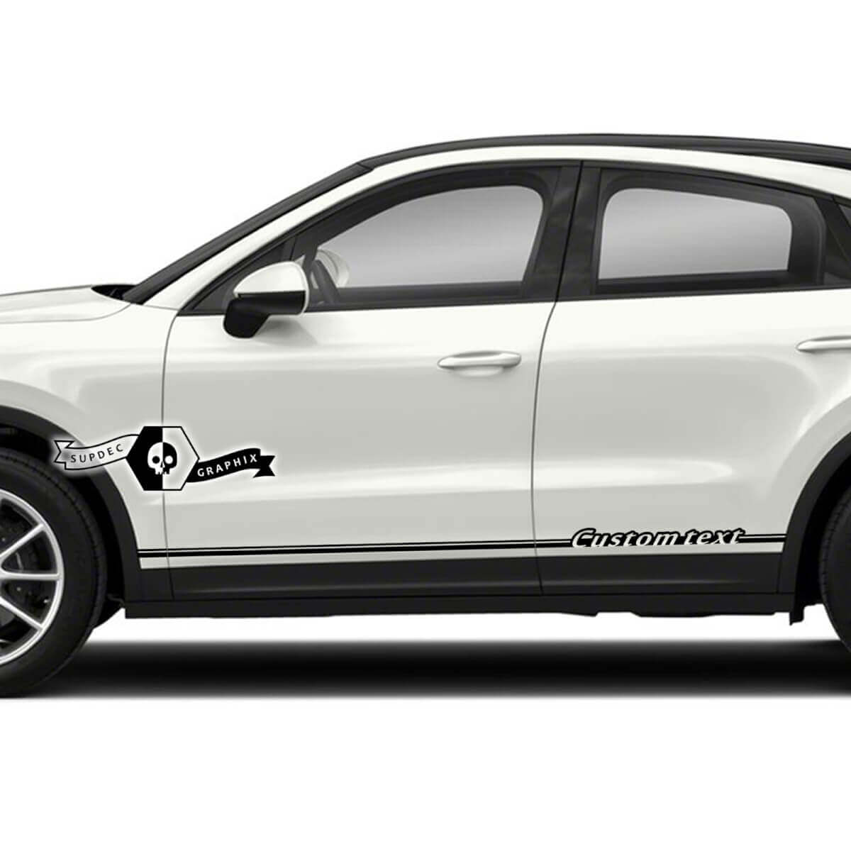 2x Porsche 2023 Porsche Cayenne Rocker Panel Side Stripes Doors Stickers Stickers Texte personnalisé
