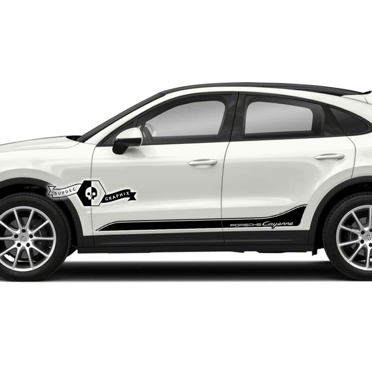 2x Porsche 2023 Porsche Cayenne Rocker Panel Side Stripes Portes Garniture Logo Stickers Autocollants
