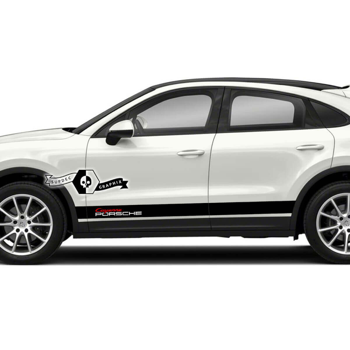 2x Porsche 2023 Porsche Cayenne Rocker Panel Bandes Latérales Portes Stickers Autocollants 2 Couleurs

