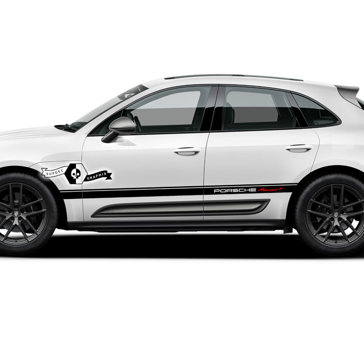 2x Porsche 2023 Porsche Macan T1 Side Solid Logo Stripes Doors Decal Stickers 2 Couleurs
