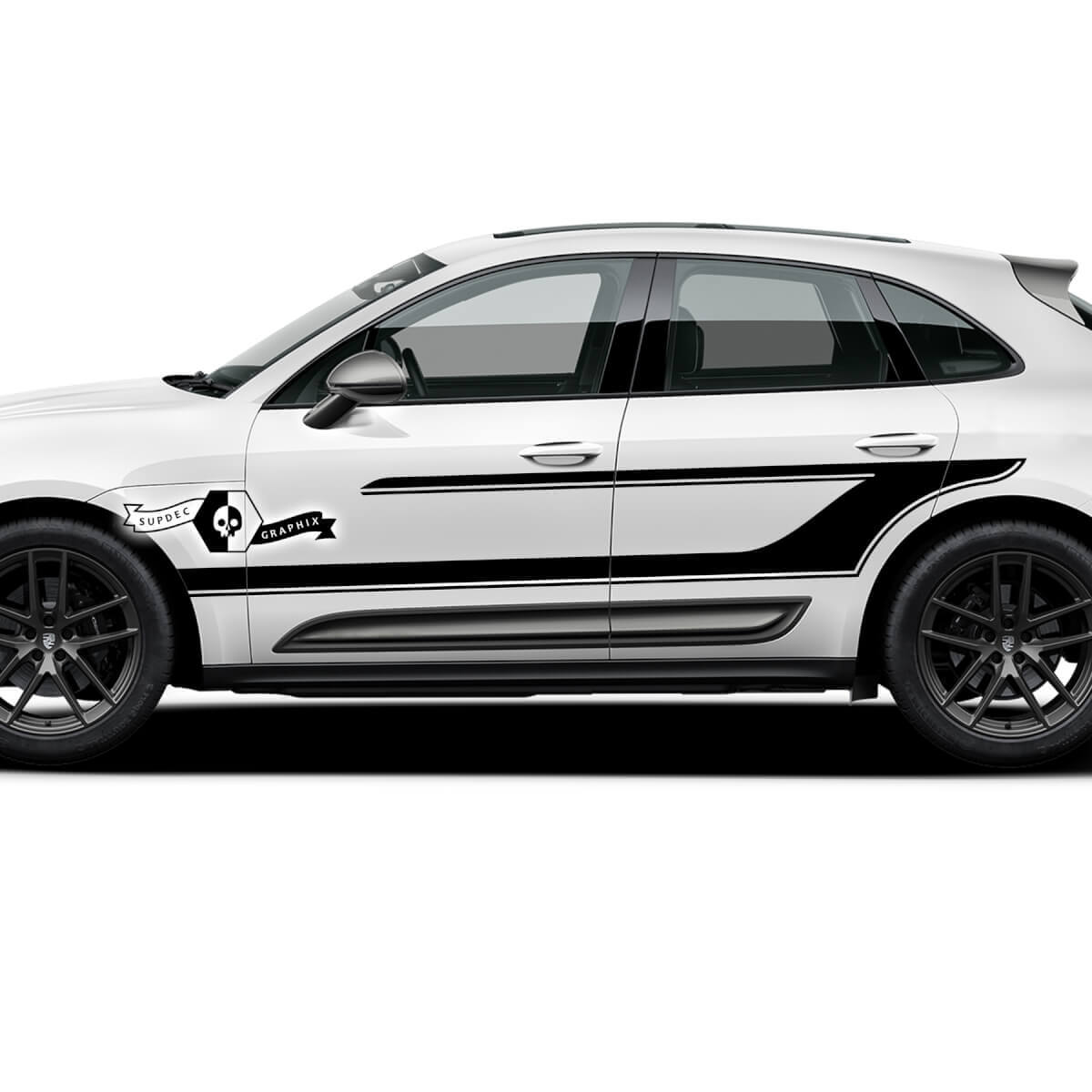2x Porsche 2023 Porsche Macan T1 Garniture latérale Logo Stripes Doors Decal Stickers
