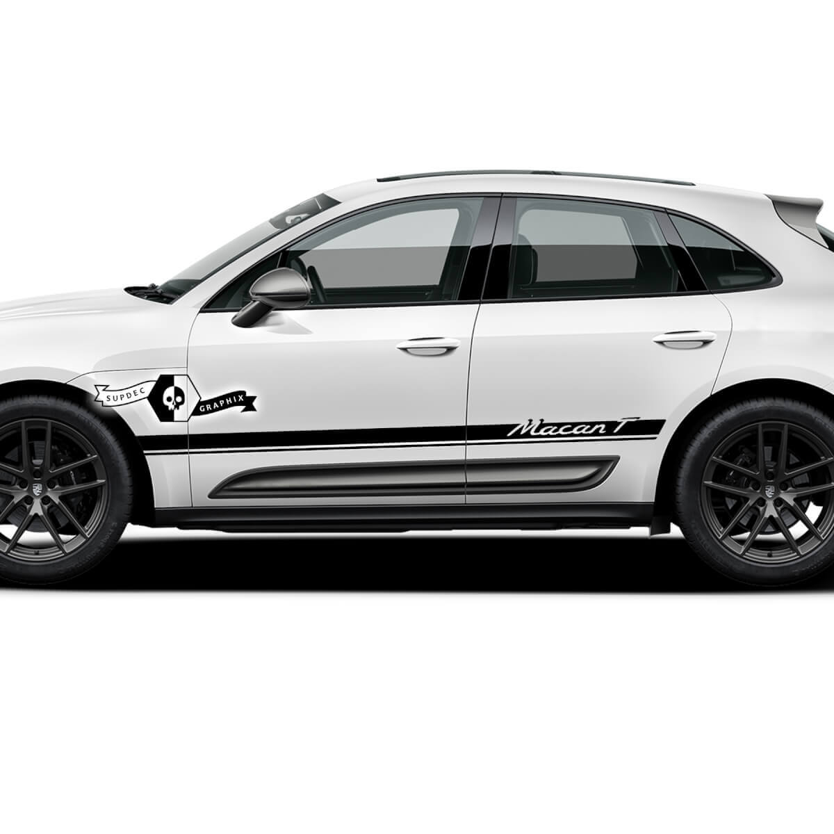 2x Porsche 2023 Porsche Macan T Garniture latérale Logo Stripes Doors Decal Stickers
