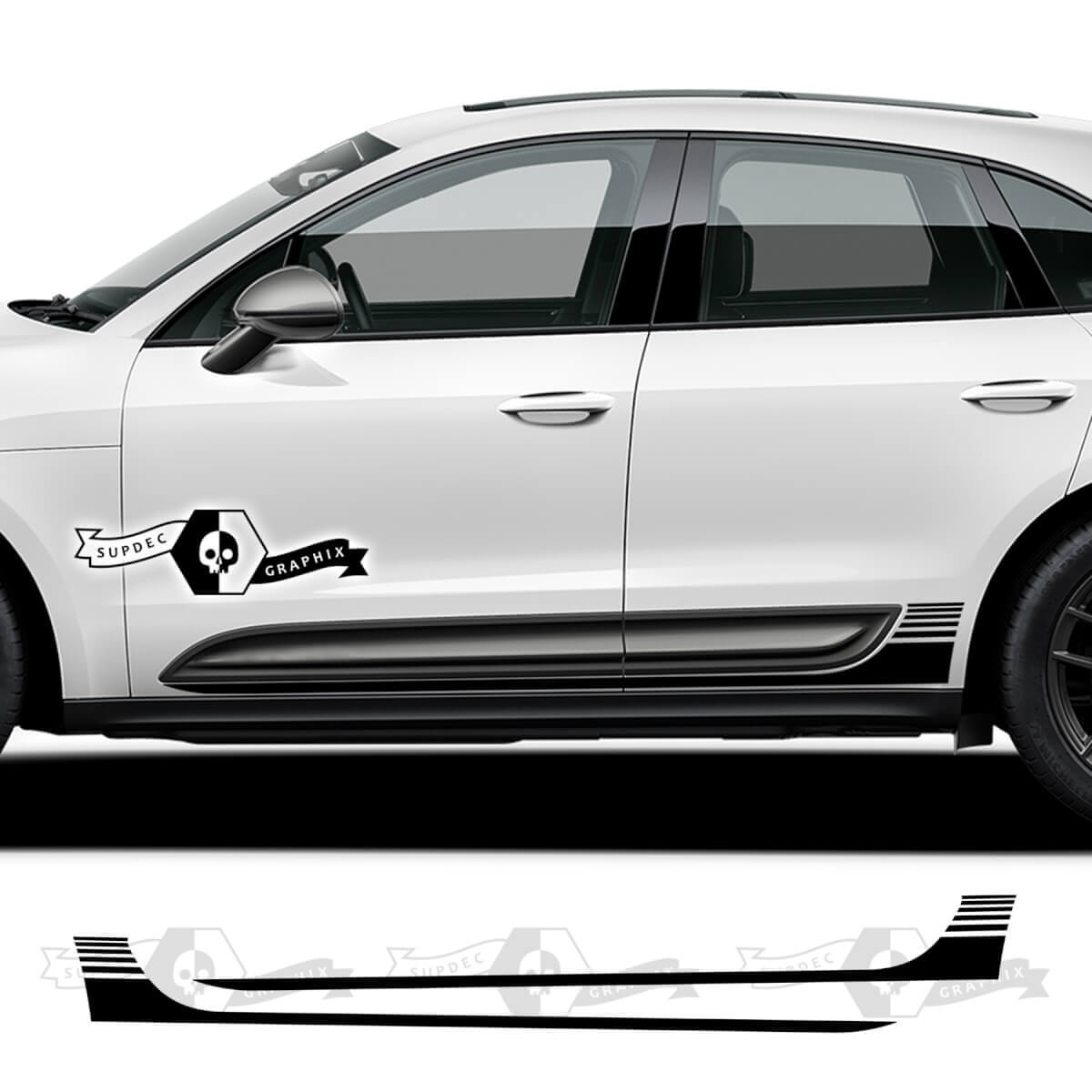 2x Porsche 2023 Porsche Macan T Side Lines Portes Bas Autocollants Autocollants
