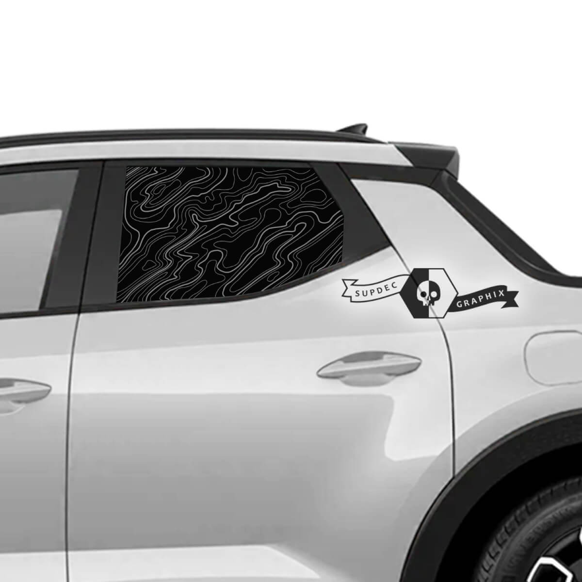 Autocollants en vinyle de carte de contour pour vitre latérale arrière Hyundai Santa Cruz