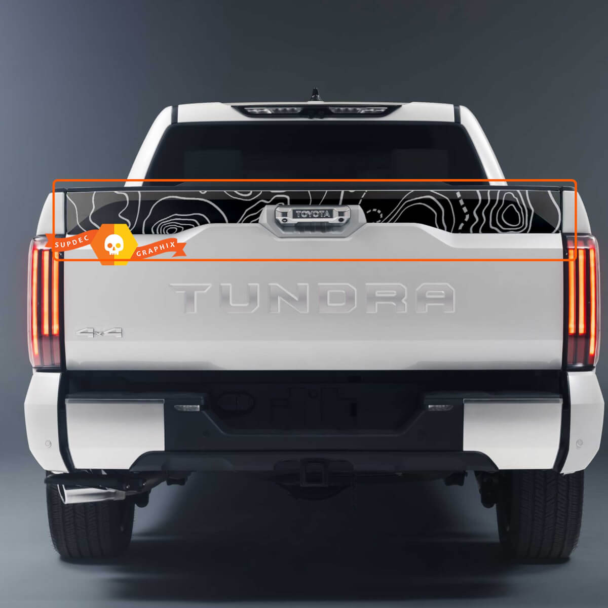 Hayon Toyota Tundra 2023 TRD hors route topographique carte vinyle autocollants décalcomanie
