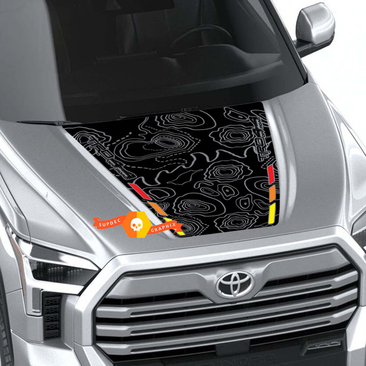 Autocollant en vinyle carte topographique style vintage pour capot Toyota Tundra Gen 3