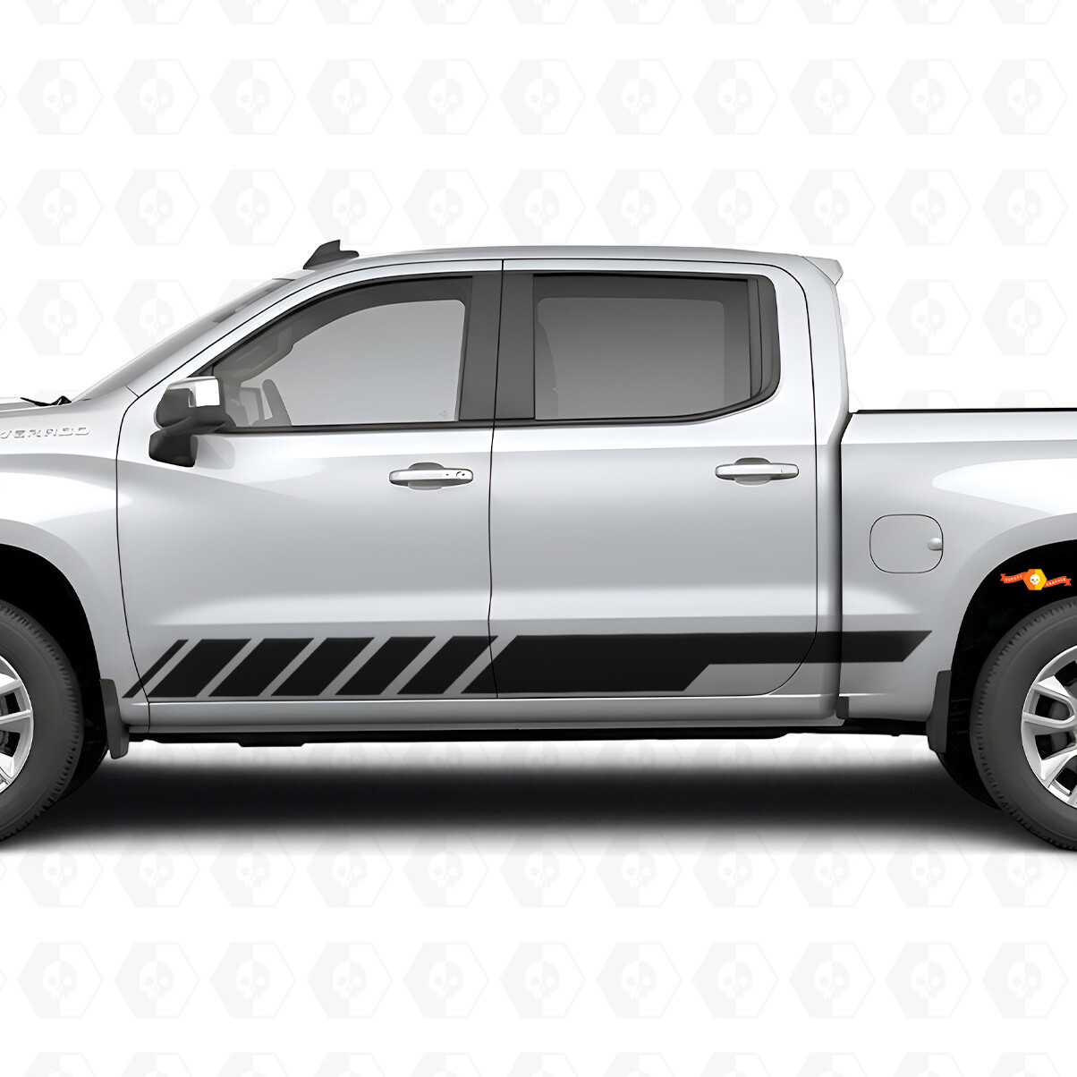 Bandes vinyles inclinées de course pour porte et bas de caisse pour Chevrolet Silverado 1500 T1XX 2019-2026