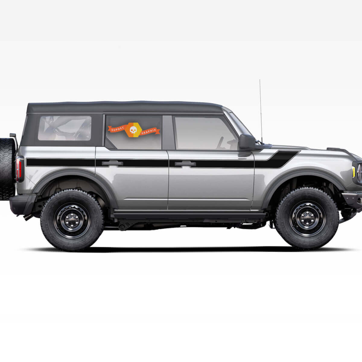Paire d'autocollants Doors Up Side Stripes pour Ford Bronco 2021 - maintenant
