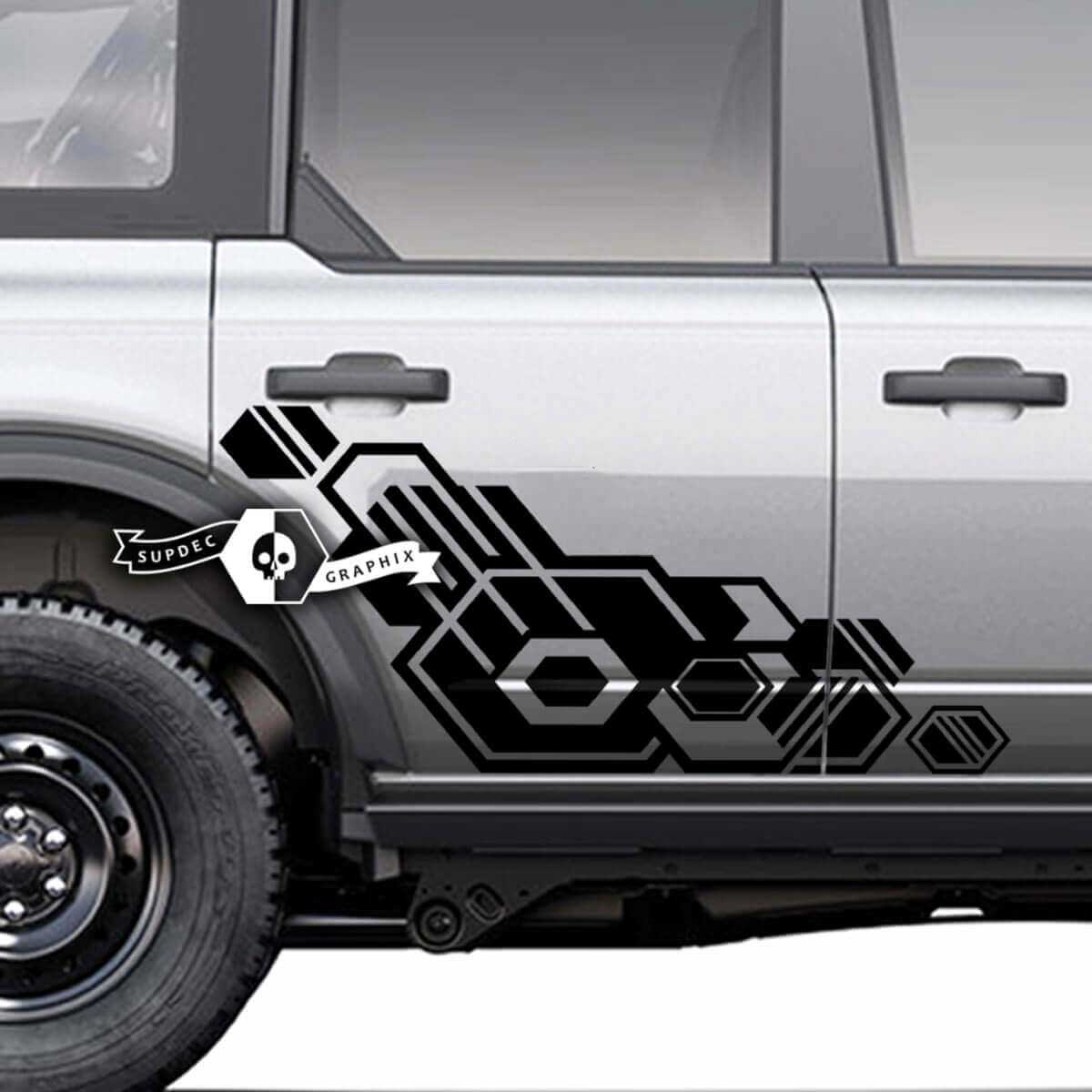 Paire de porte côté géométrique Logo graphique Splash décalcomanies autocollants pour Musclecar horse 20212022 2023
