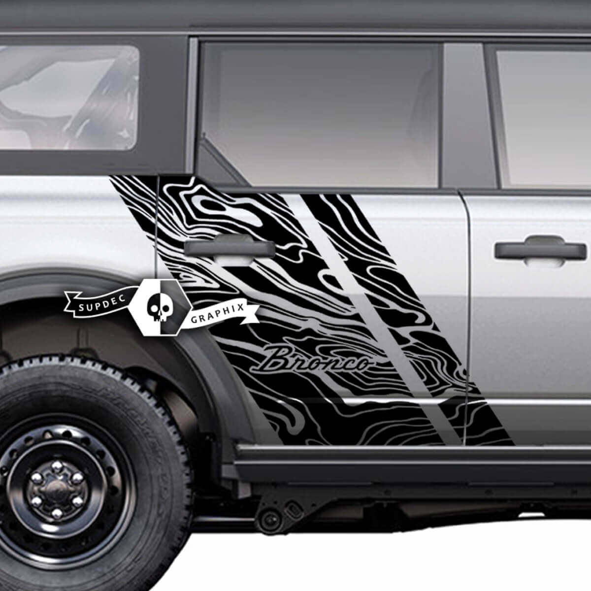 Paire de portes côté carte topographique graphique Splash décalcomanies autocollants pour Musclecar horse 20212022 2023
