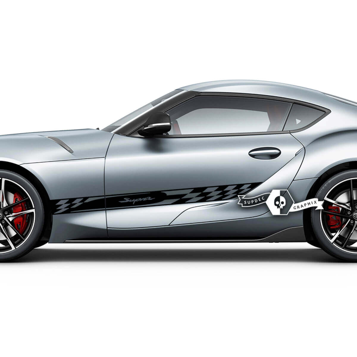 Toyota Supra MKV A90 A91 Bandes à damier latérales pour portières Autocollants Décalcomanies

