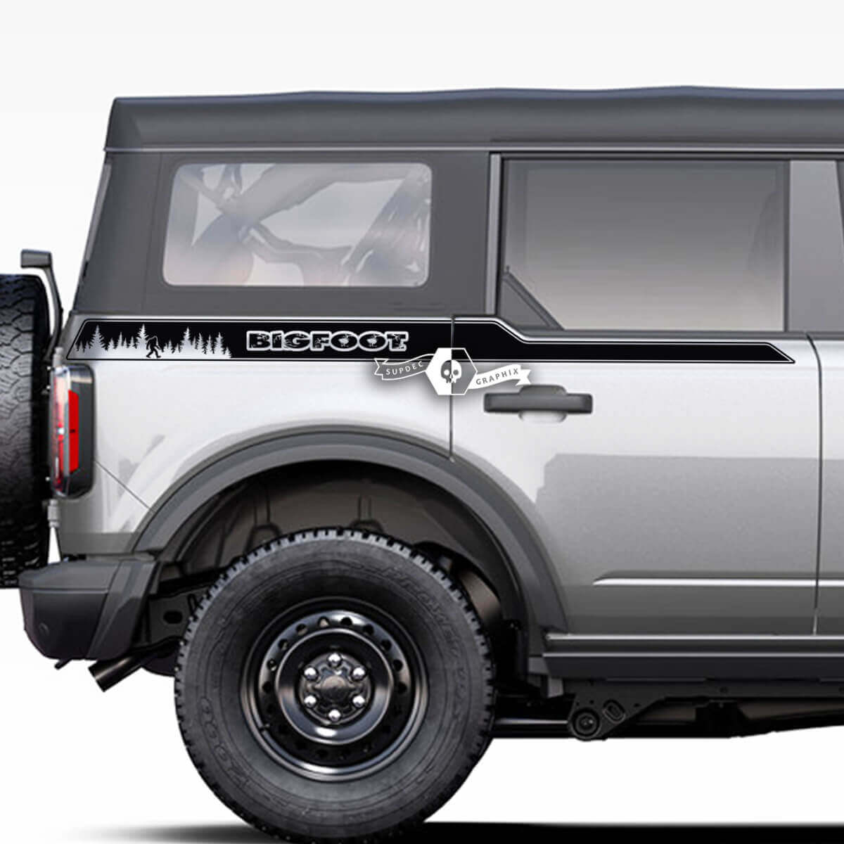 Paire d'autocollants à rayures latérales pour garde-boue de lit Forest Bigfoot Stickers pour Musclecar horse 2021 2022 2023
