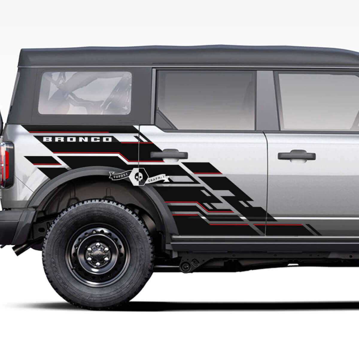 Autocollants Déco Graphiques Géométriques d'Éclaboussures Sur Porte Latérale et Garde-Boue de Benne 3 pour Musclecar horse