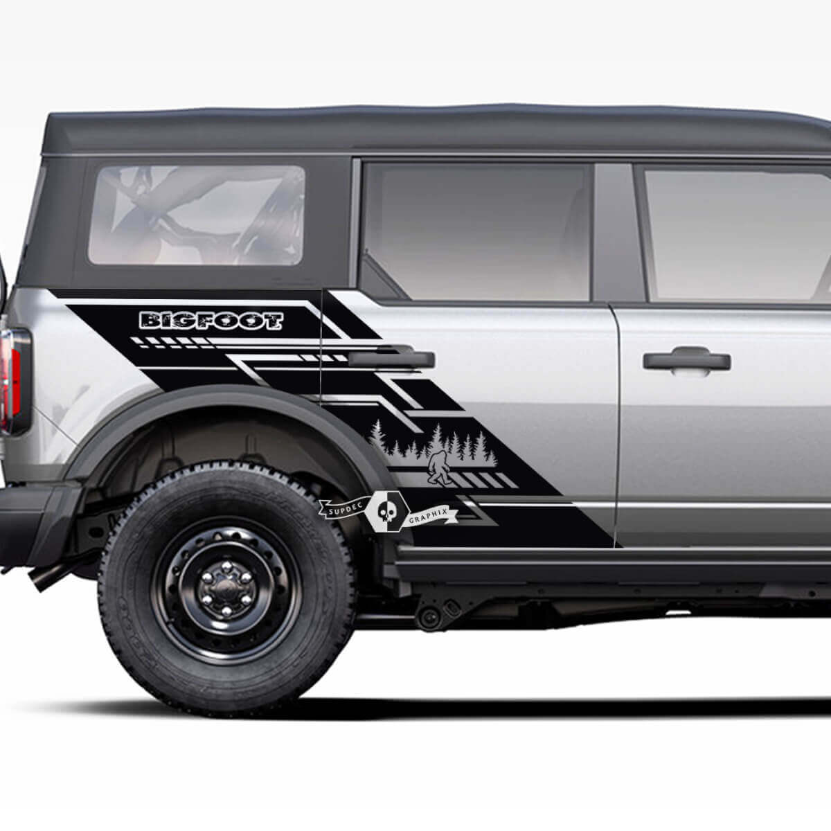 Paire de portes côté forêt Bigfoot graphiques Splash décalcomanies autocollants lit garde-boue pour Musclecar horse 20212022 2023
