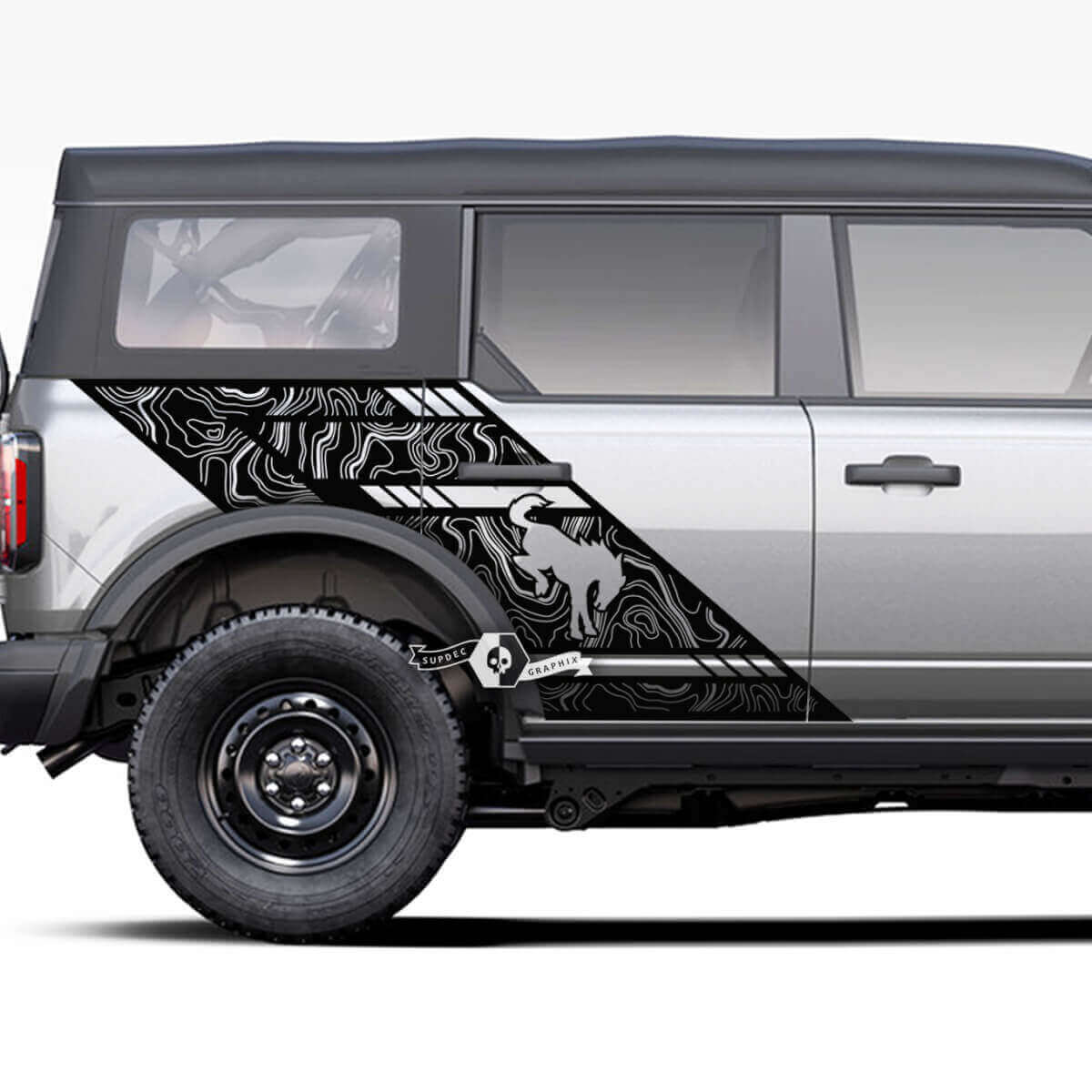 Portes côté garde-feu Musclecar horse Logo graphiques Splash Sclash Stickers Liber Fender
