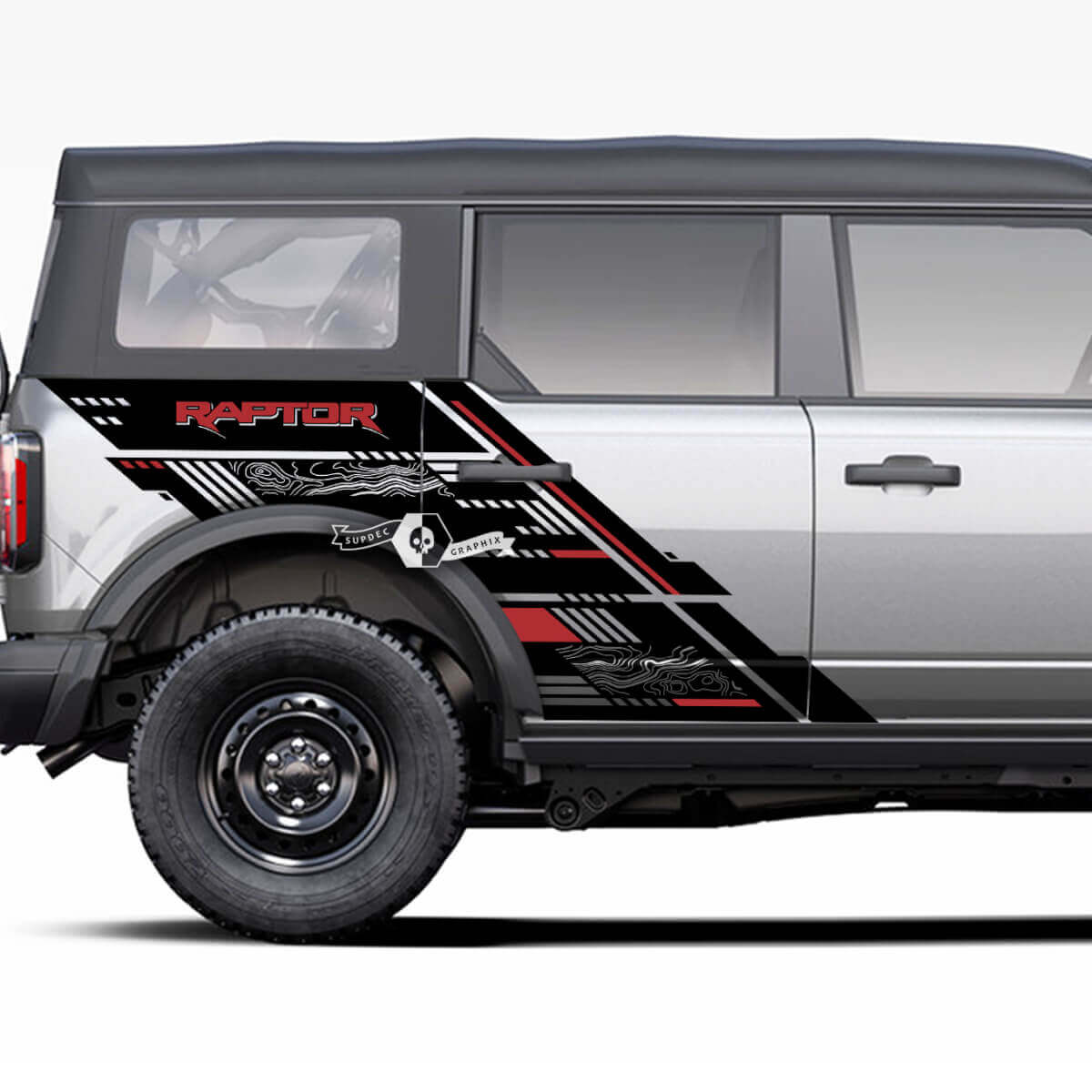 Paire de Portes Côté Lit Fender Raptor Graphics Splash Stickers Autocollants 2 Couleurs Ford Bronco 20212022 2023
