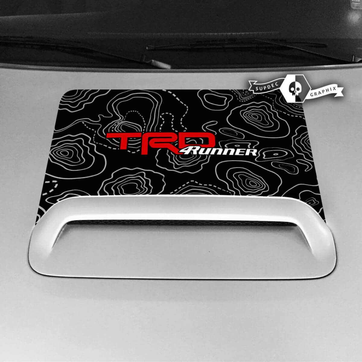 Toyota 4runner TRD Hood Scoop Autocollant Décalcomanie Carte topographique graphique 3 Couleurs 2020 2021 2022 2023

