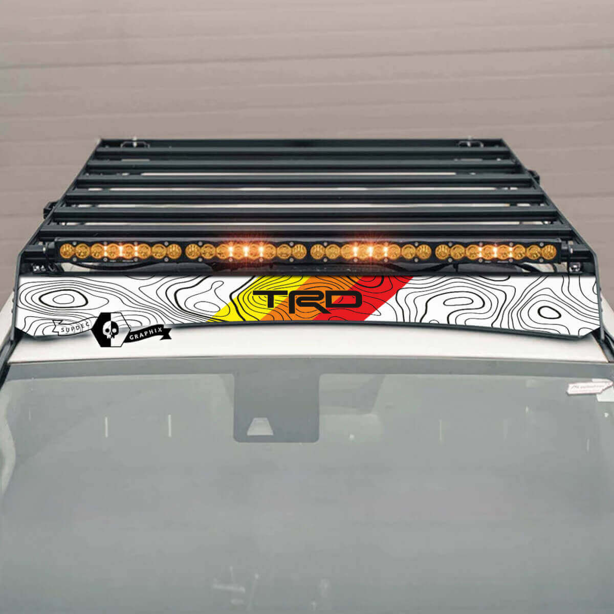 Décalcomanie Vinyle de Déflecteur de Galerie de Toit Topographique pour Toyota 4Runner 2014-2023+