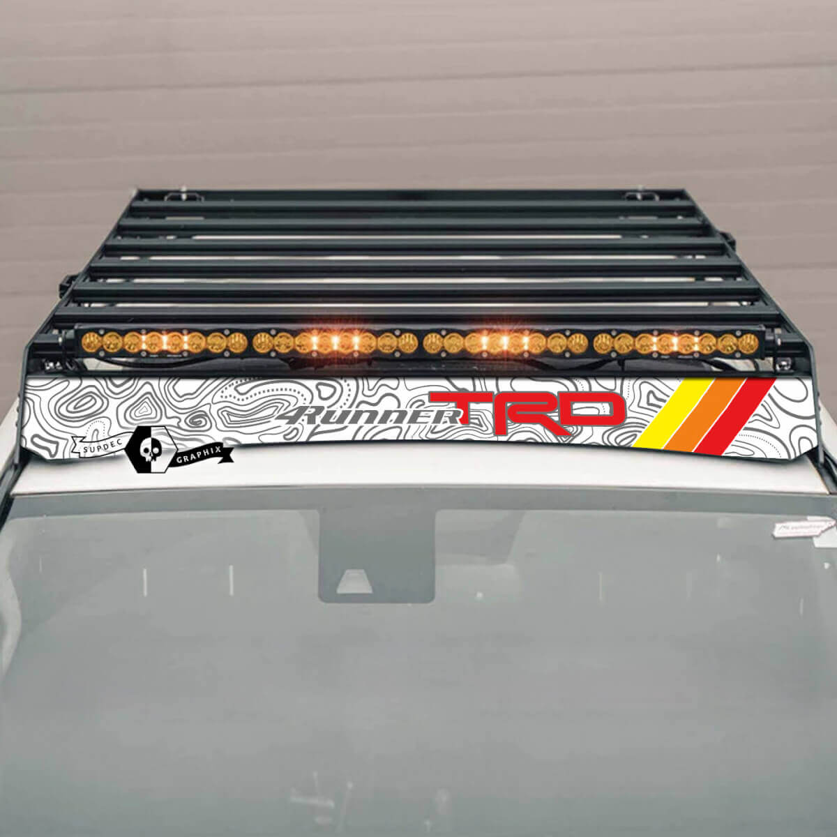 Autocollant en vinyle de déflecteur de toit topographique TRD pour Toyota 4Runner 2014-2023+