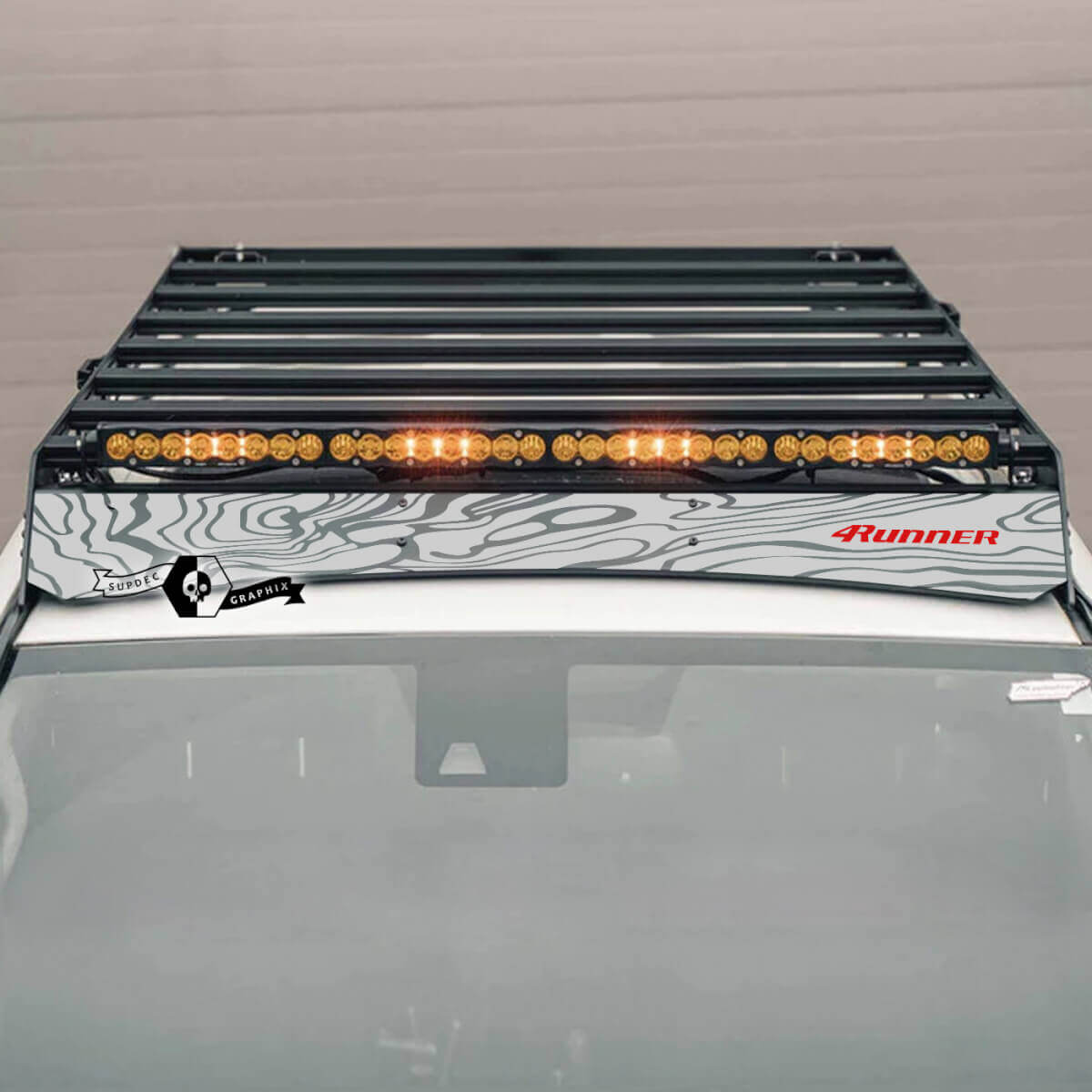 Autocollant en vinyle pour galerie de toit style topographique pour Toyota 4Runner 2014-2023