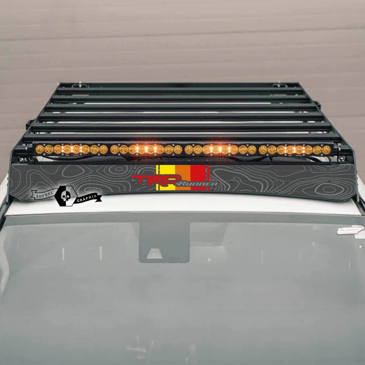 Autocollant en vinyle style carte topographique TRD pour galerie de toit Toyota 4Runner 2014-2023