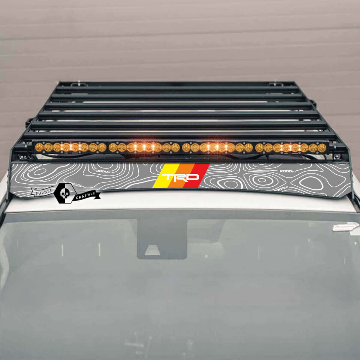 Autocollant en vinyle de style vintage topographique TRD pour galerie de toit Toyota 4Runner 2014-2023