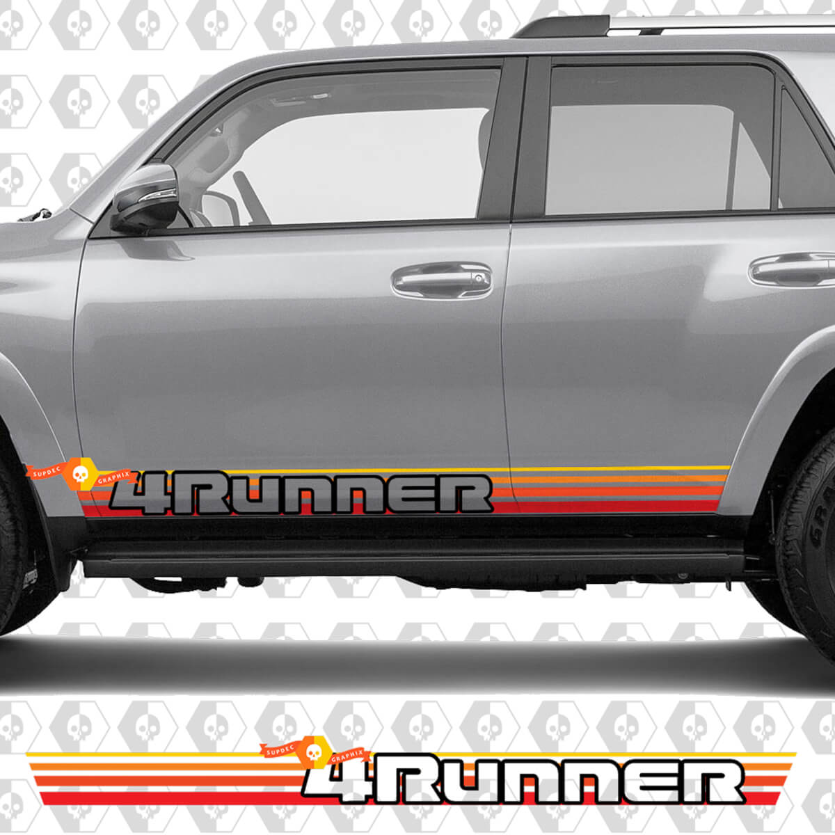 Autocollant Vinyle à Rayures Style Vintage pour Bas de Porte Toyota 4Runner