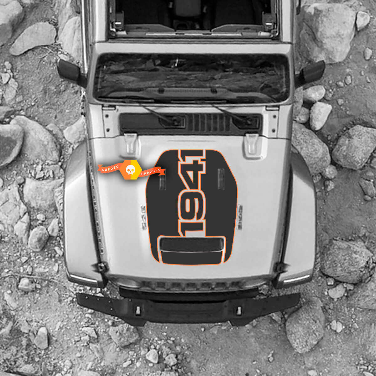 Capot pour 2021 2022 2023 Jeep 1941 édition Wrangler Rubicon autocollant graphique vinyle SupDec Design
