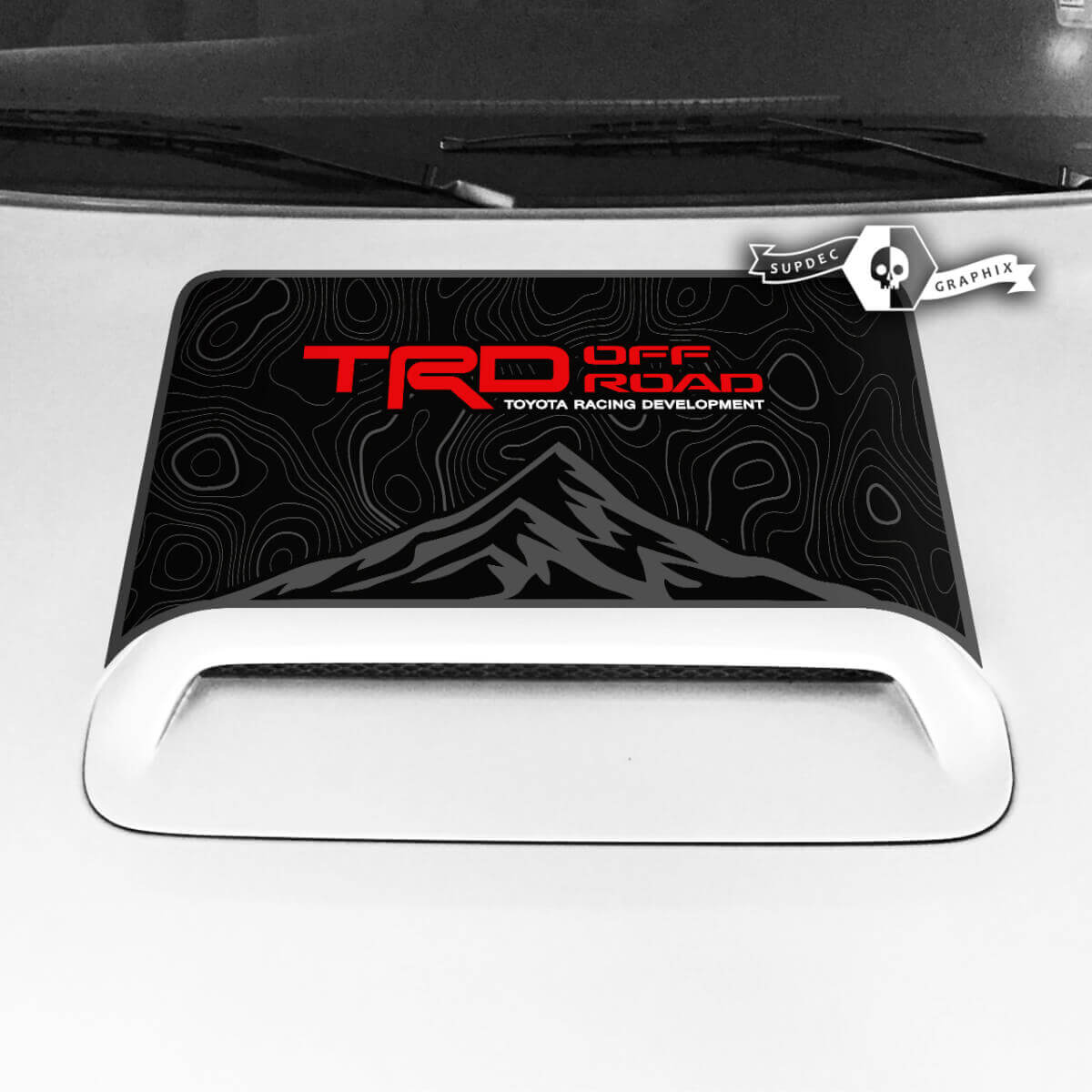 Toyota 4runner TRD Off Road Hood Scoop Autocollant Décalcomanie Graphique Montagnes Carte topographique 3 Couleurs 2020 2021 2022 2023
