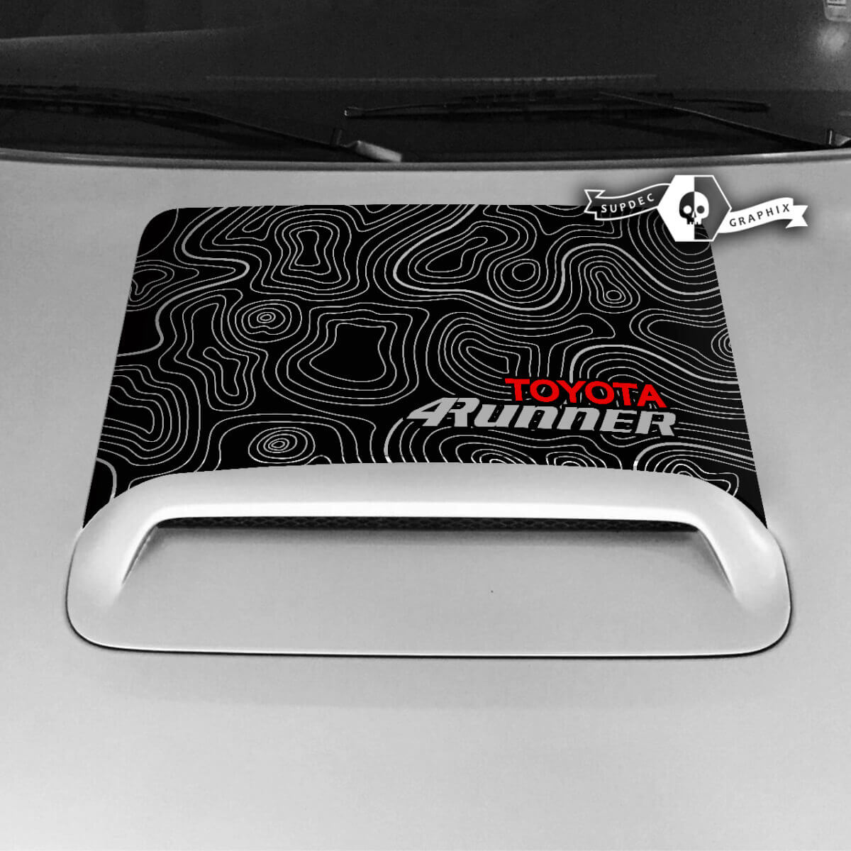 Déco Vinyle Entrée d'Air Capot Carte Topographique Pour Toyota 4Runner 2020-2023