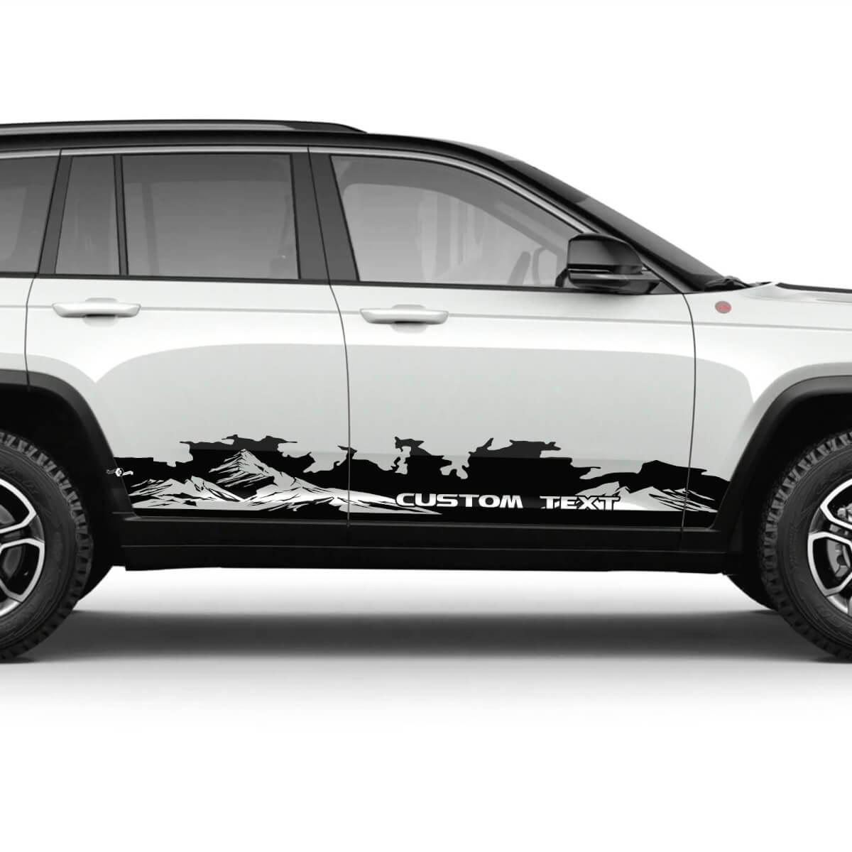 Paire 2023+ Jeep Grand Cherokee Trailhawk Doors Mountains Mud Rocker Panel Autocollant graphique Autocollant
