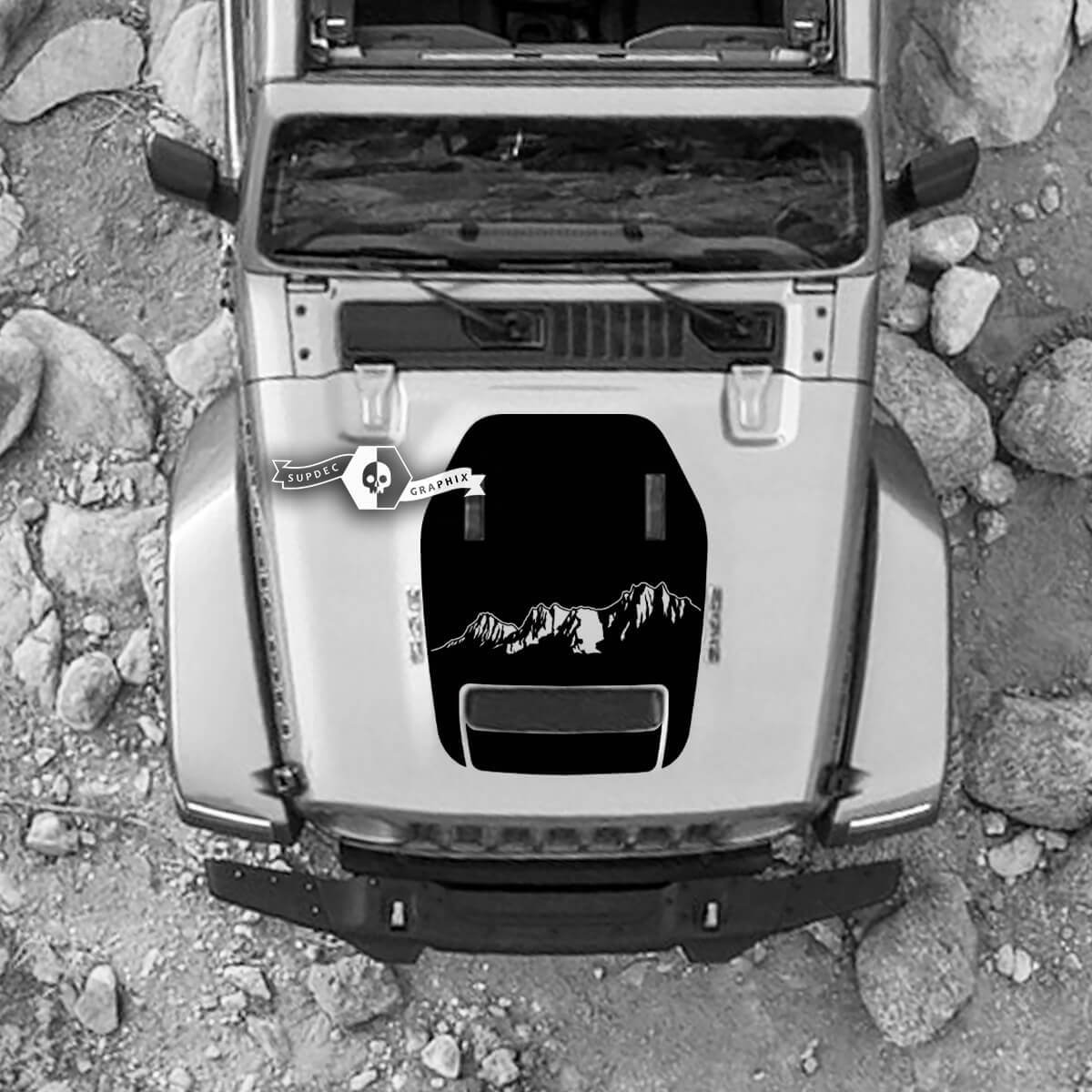 Capot pour 2021 2022 2023 Jeep montagnes Wrangler Rubicon autocollant graphique vinyle SupDec Design
