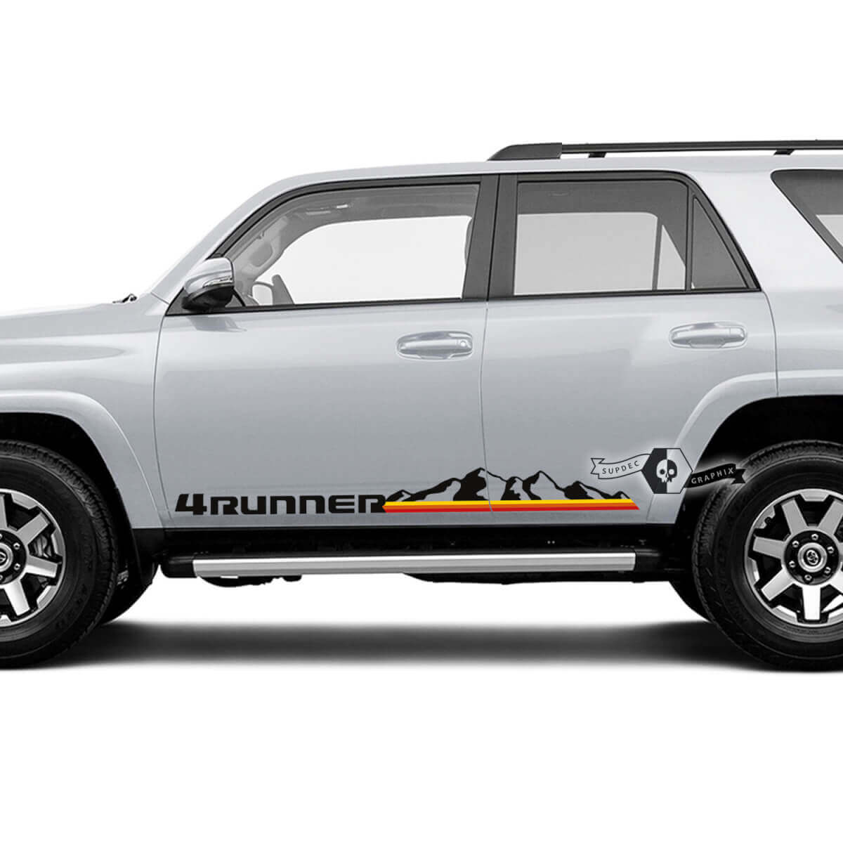 Autocollant Vinyle Décalque Montagnes & Rayures Rétro pour Porte Latérale Toyota 4Runner 2009-2024