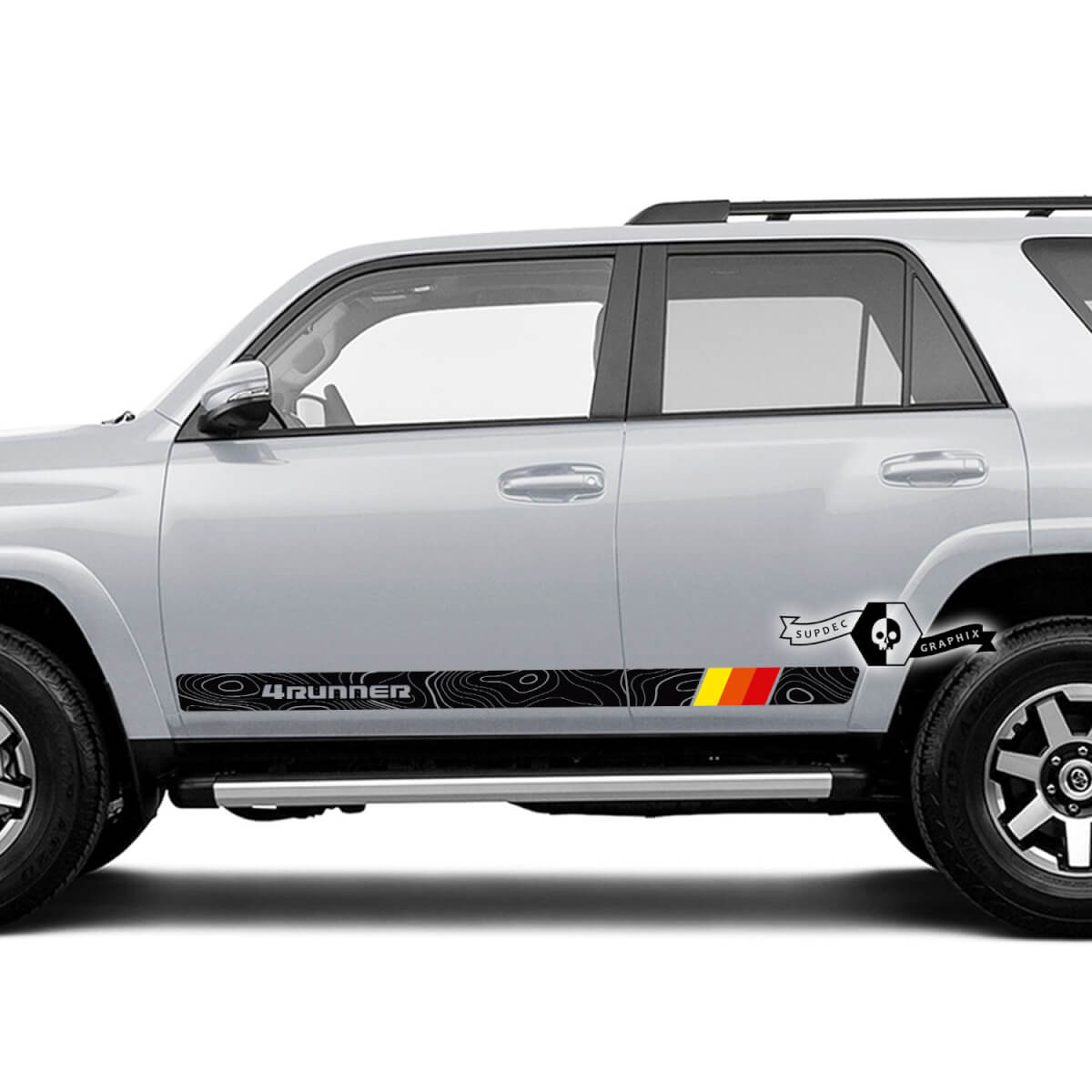 Paire 4Runner 2023 porte latérale vieille école coucher de soleil vinyle Topo carte carte topographique décalcomanies bande autocollants pour Toyota 4Runner TRD
