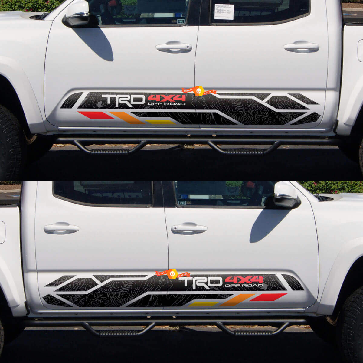 Kit de décalcomanies en vinyle pour bas de caisse topographique tout-terrain TRD 4x4 pour Toyota Tacoma Tundra